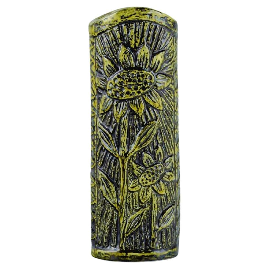 Gunnar Nylund '1904-1997' for Rörstrand, Ceramic Vase with Sunflowers For Sale