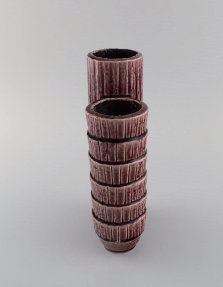 Swedish Gunnar Nylund (1904-1997) for Rörstrand. Chamotte vase in glazed ceramics.  For Sale