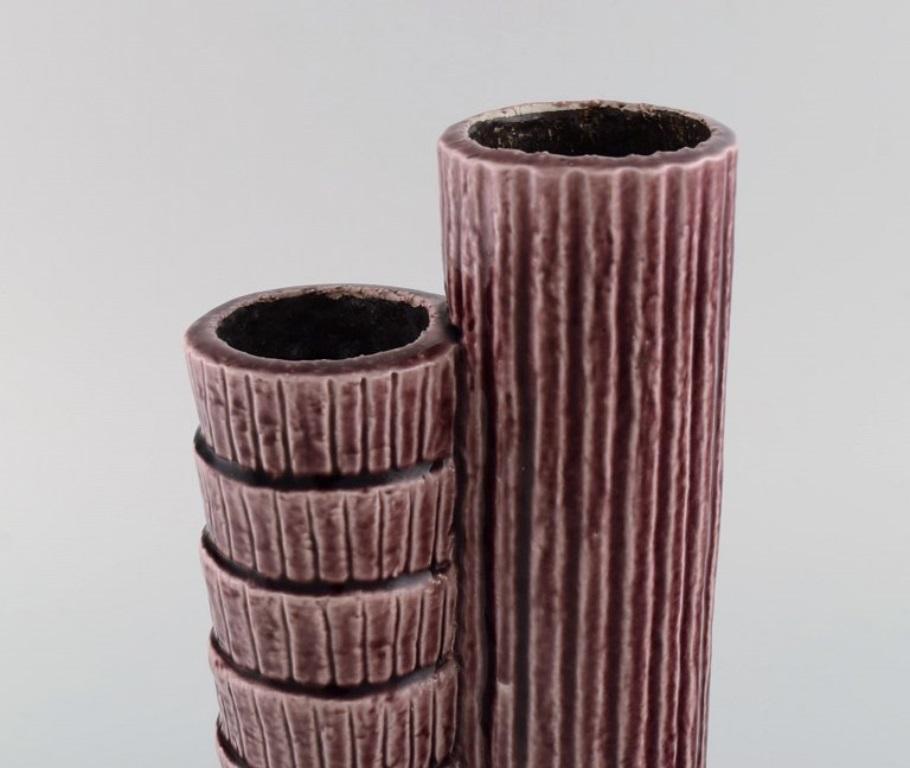Glazed Gunnar Nylund (1904-1997) for Rörstrand. Chamotte vase in glazed ceramics.  For Sale