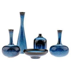 Gunnar Nylund, a Set of Five Glazed Miniature Vases, Rörstrand Sweden, Ca 1960