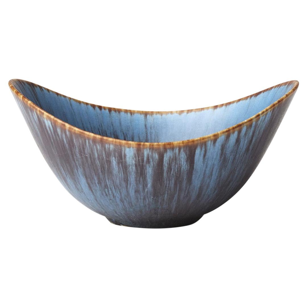 Gunnar Nylund "ARO" Ceramic Stoneware Bowl Blue Brown for Rörstrand, 1950s
