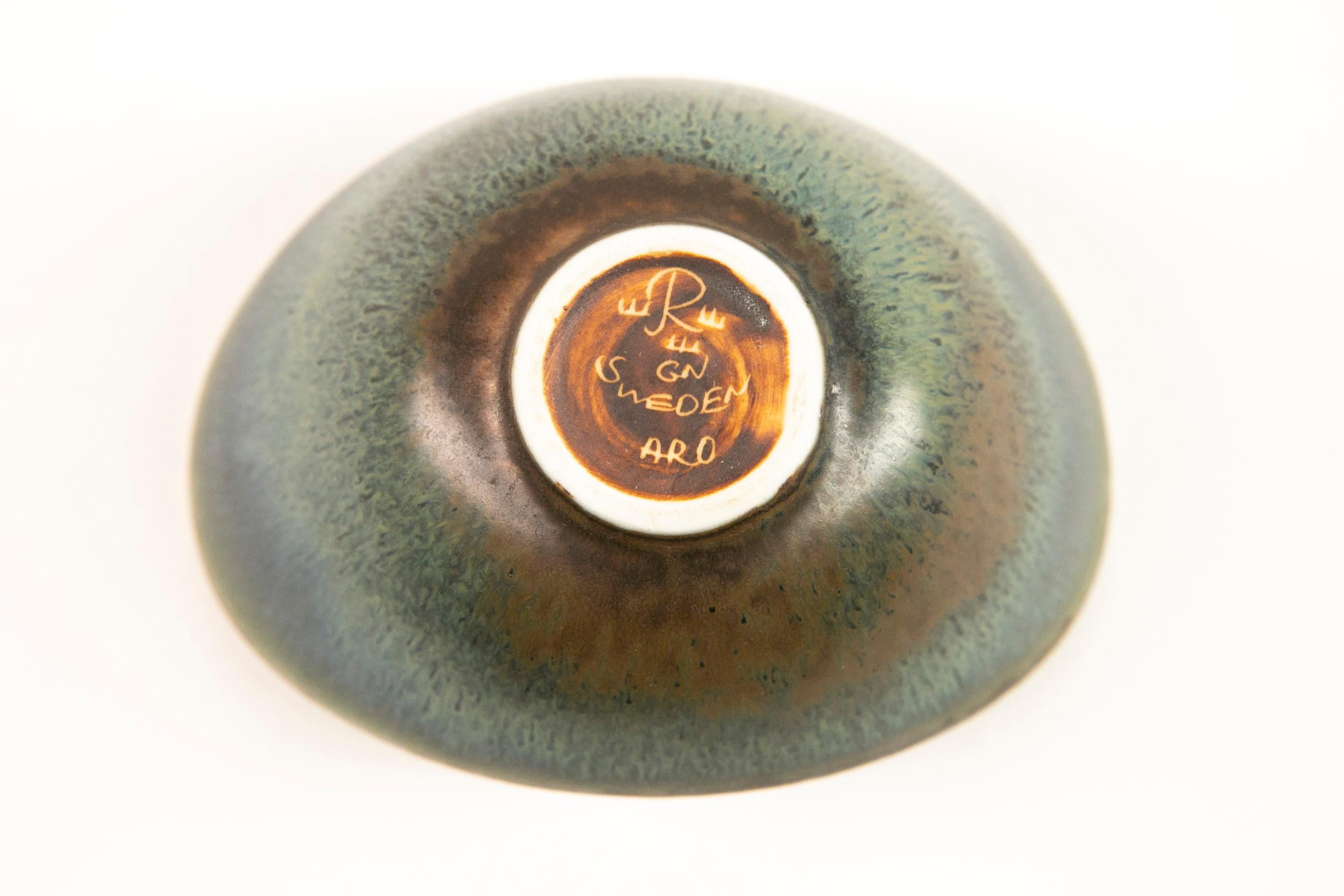 Gunnar Nylund ARO Stoneware Bowl Blue and  Green Glaze Rorstrand Sweden 1960s For Sale 8