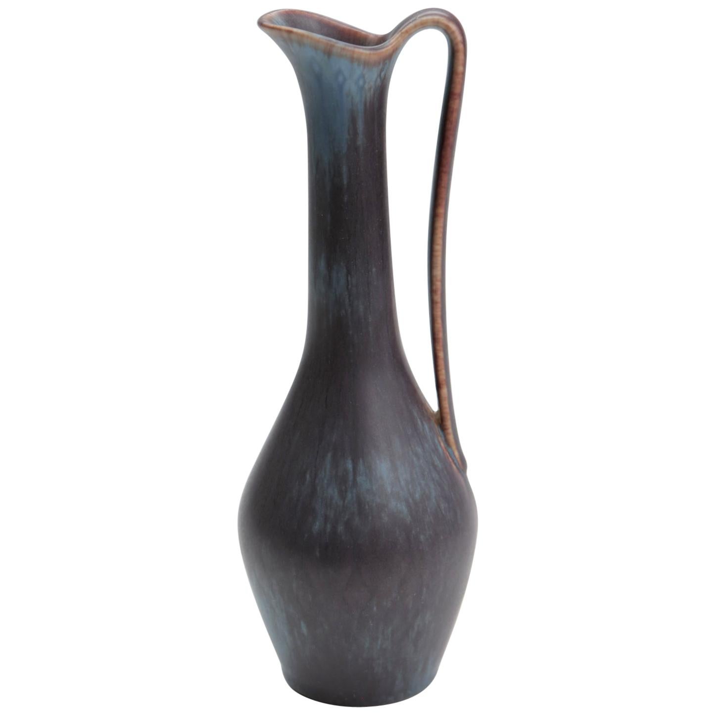 Gunnar Nylund "ASG" Pitcher in Blue Hares Fur Glaze for Rorstrand, Sweden, 1950s