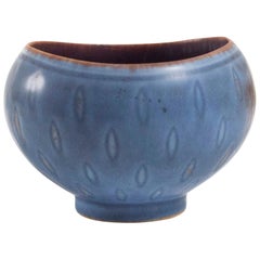 Gunnar Nylund "AUX" bowl in Blue and Ochre Glaze for Rörstrand, 1960s