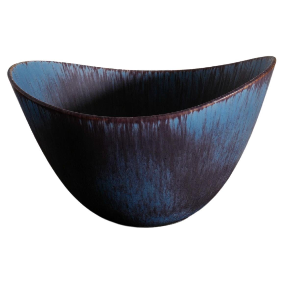 Gunnar Nylund "AXK" Large Ceramic Bowl in Blue for Rörstrand Sweden, 1950s