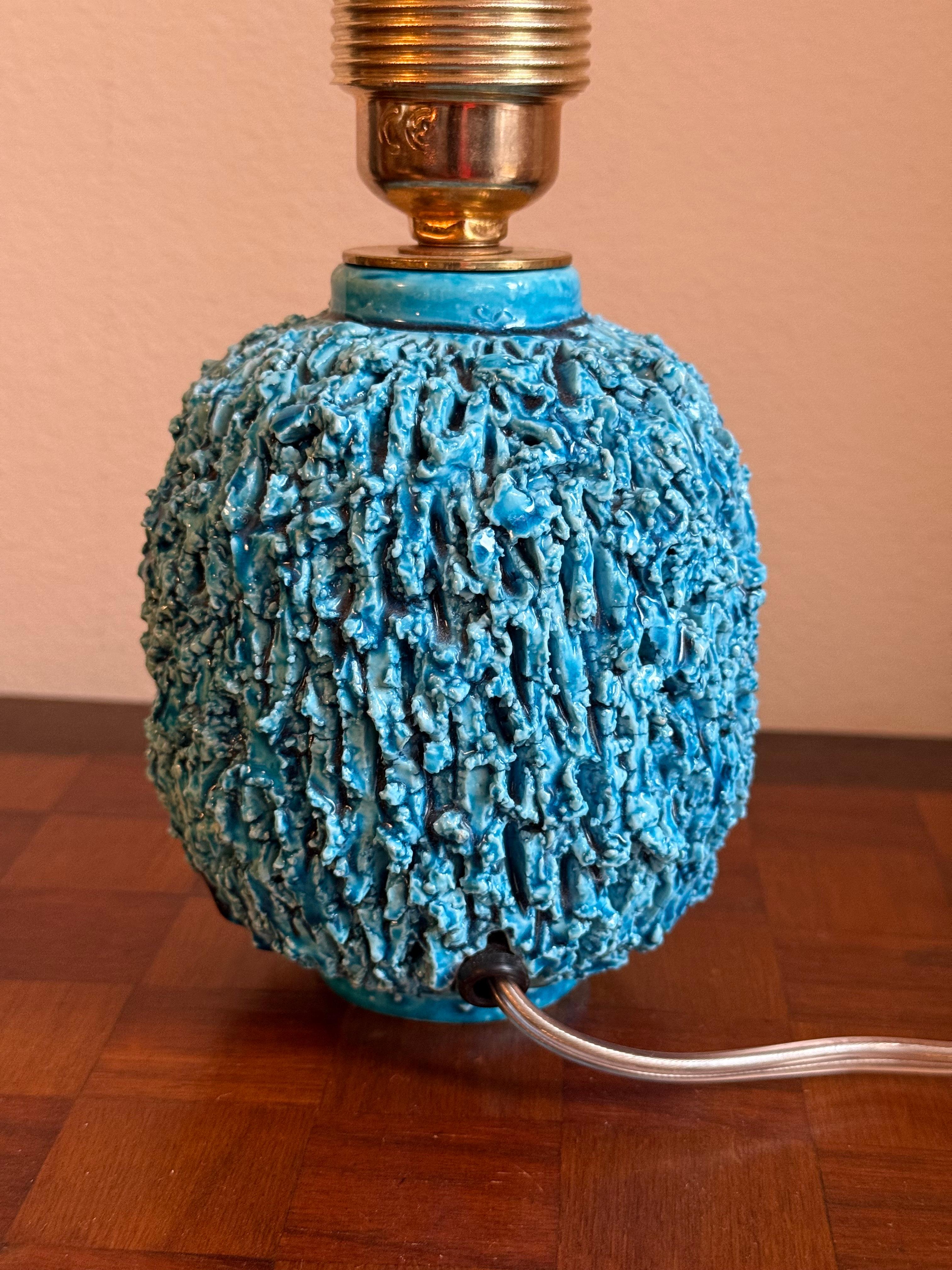 Gunnar Nylund Lámpara de sobremesa de gres Chamotte azul. Rörstrand, años 50. en venta 5