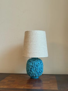 Gunnar Nylund Blue Chamotte Stoneware Table Lamp. Rörstrand, 1950s.