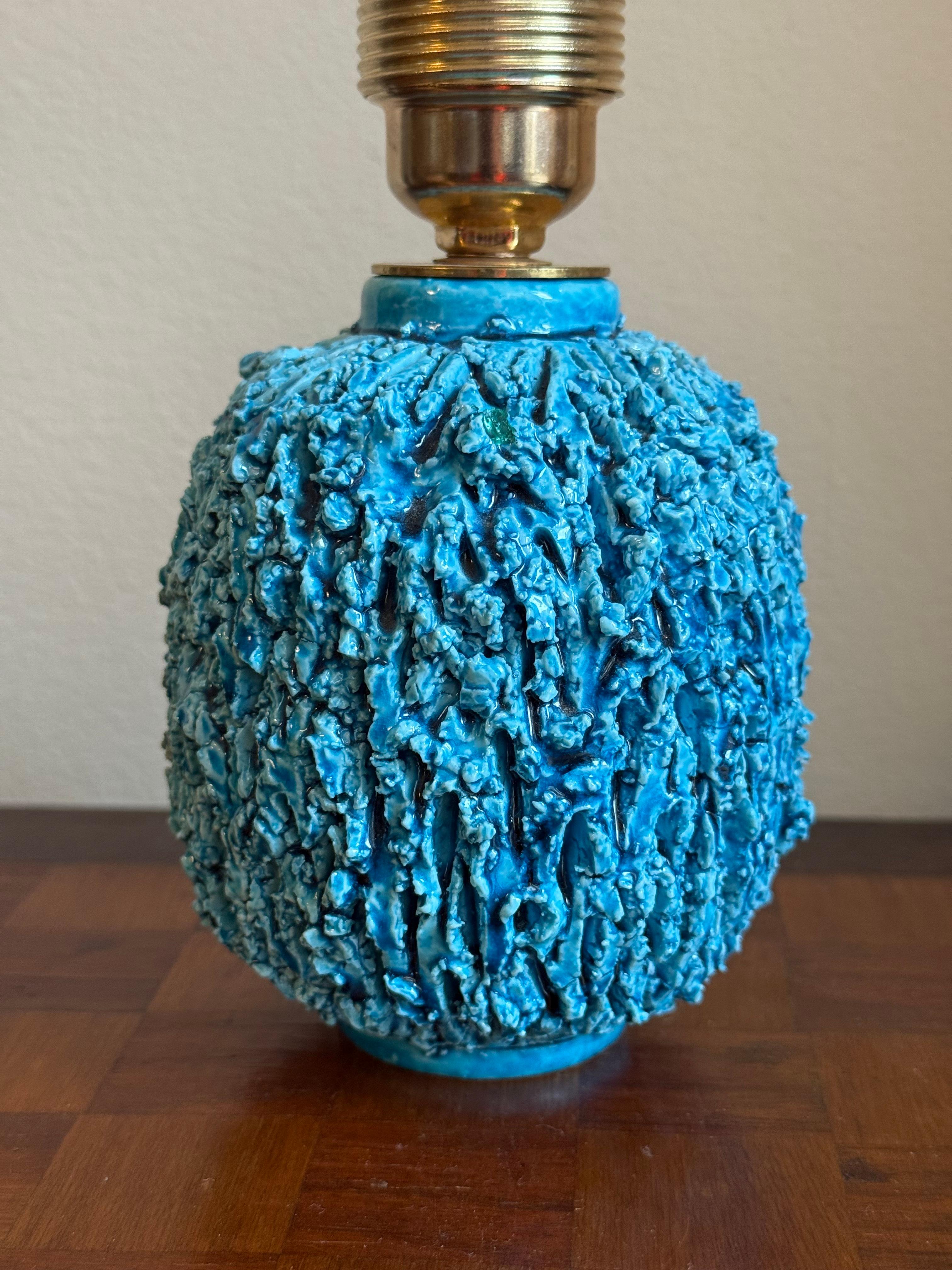 Gunnar Nylund Lámpara de sobremesa de gres Chamotte azul. Rörstrand, años 50. en venta 2