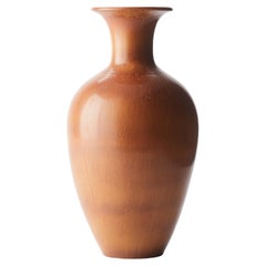 Gunnar Nylund Brown Floor Ceramic Vase Produced for Rörstrand Sweden 1950s