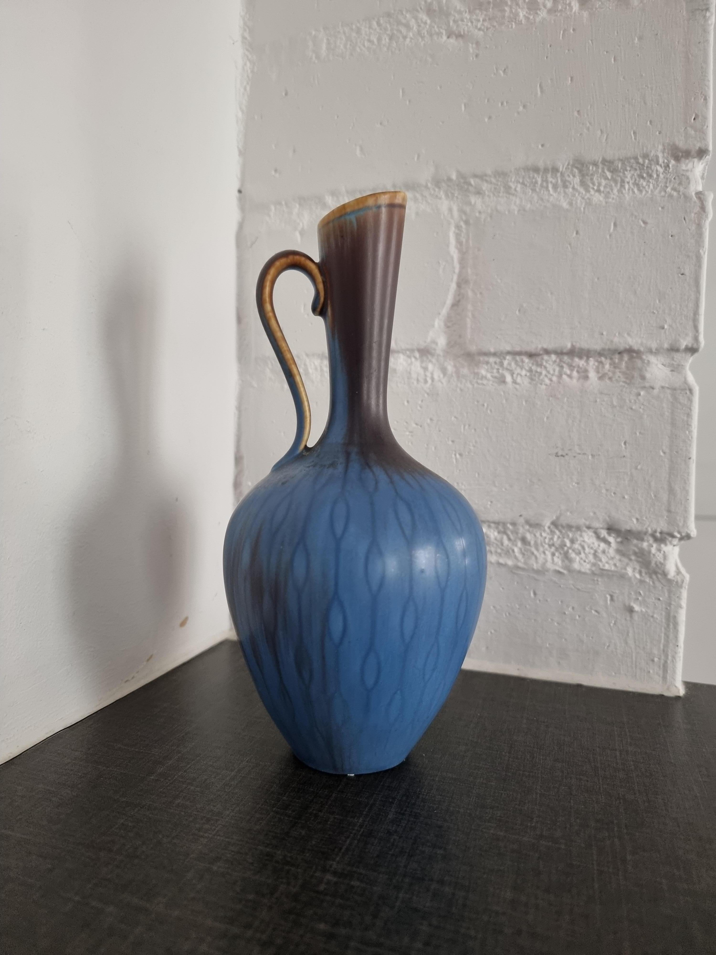 Gunnar Nylund, Ceramic Carafe/Vase with Rare Pattern, Scandinavian Modern For Sale 2