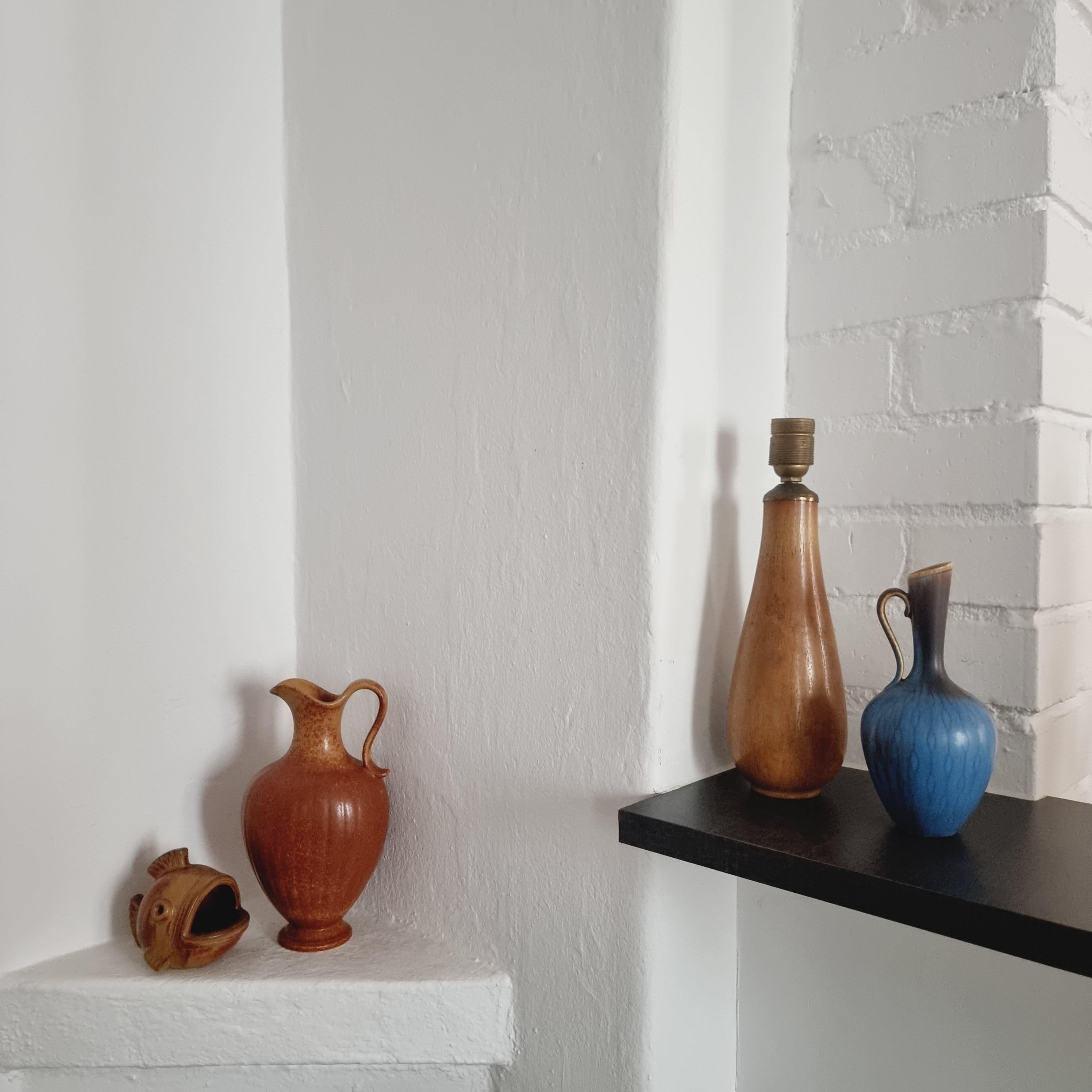 Gunnar Nylund, escultura/vaso/vaso de cerámica, forma de pez, escandinavo moderno Cerámico en venta