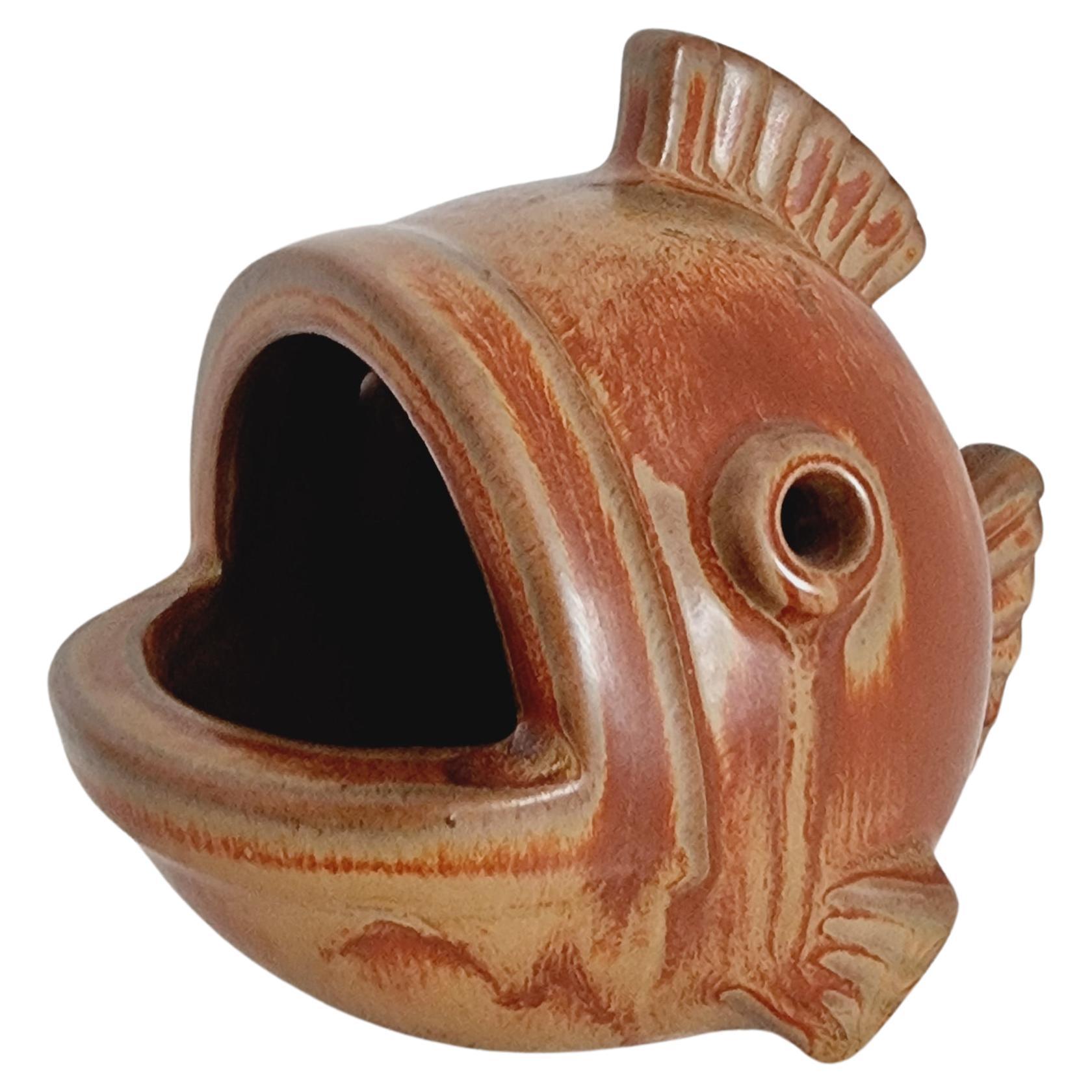 Gunnar Nylund, Keramikskulptur/Vase/Schale, Form von Fischen, skandinavische Moderne