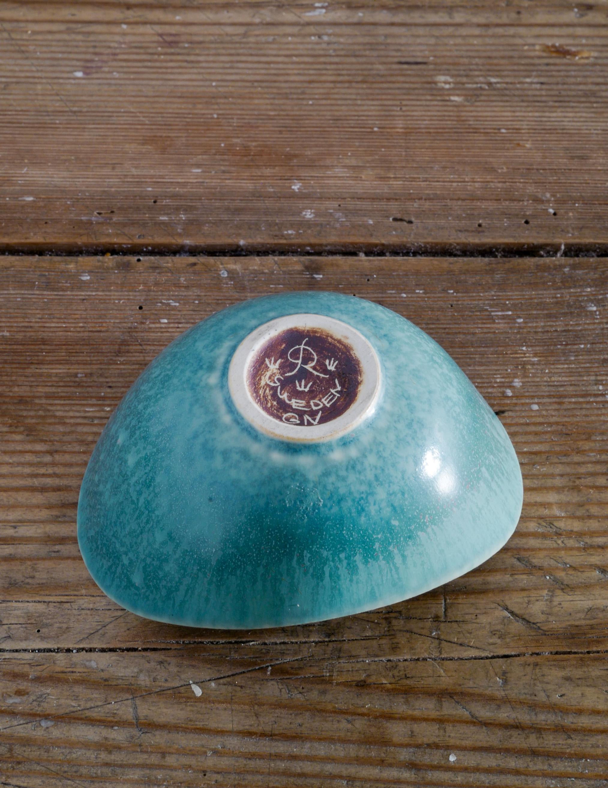 Swedish Gunnar Nylund Ceramic Stoneware Bowl Turquoise for Rörstrand, 1950s