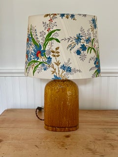 Gunnar Nylund Chamotte Table Lamp in Ochre with Décors Barbares Shade