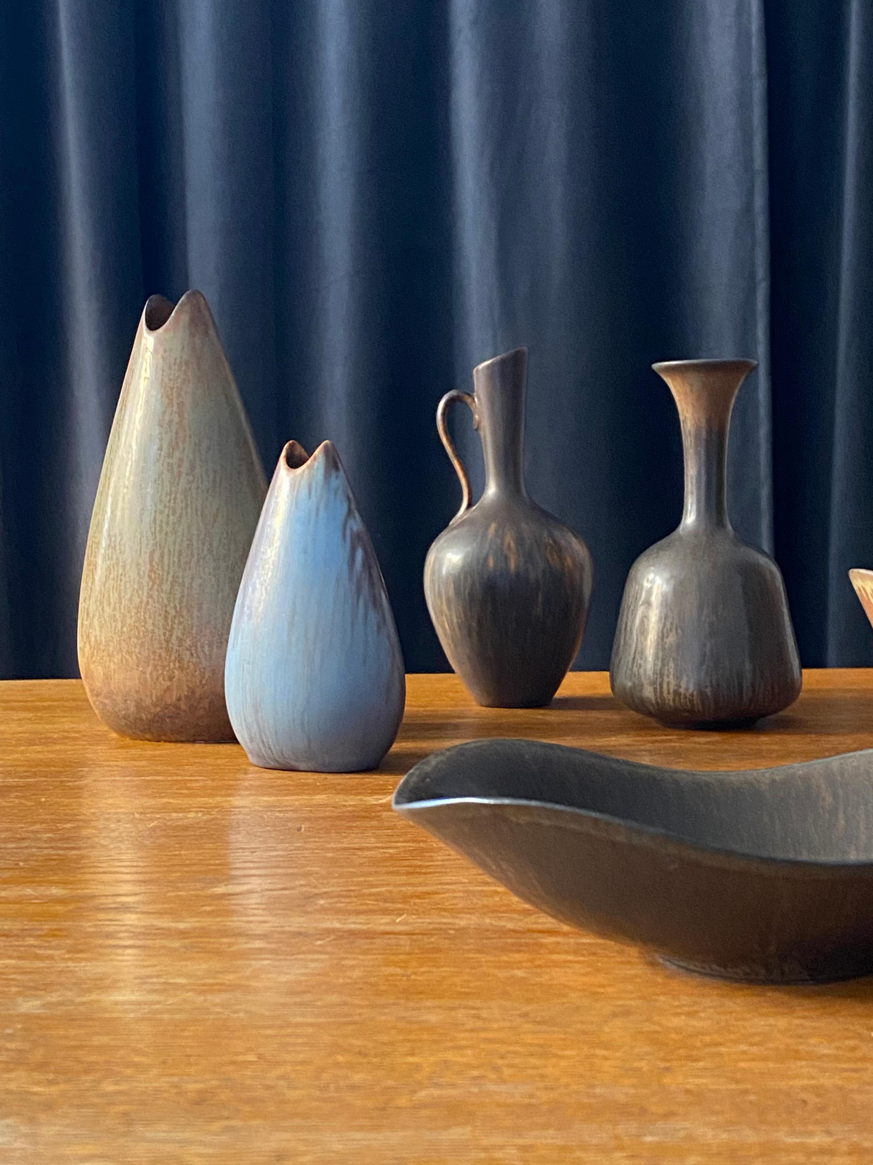 European Gunnar Nylund, Collection of Stoneware Vases and Bowls, Rörstand, Sweden, 1940s