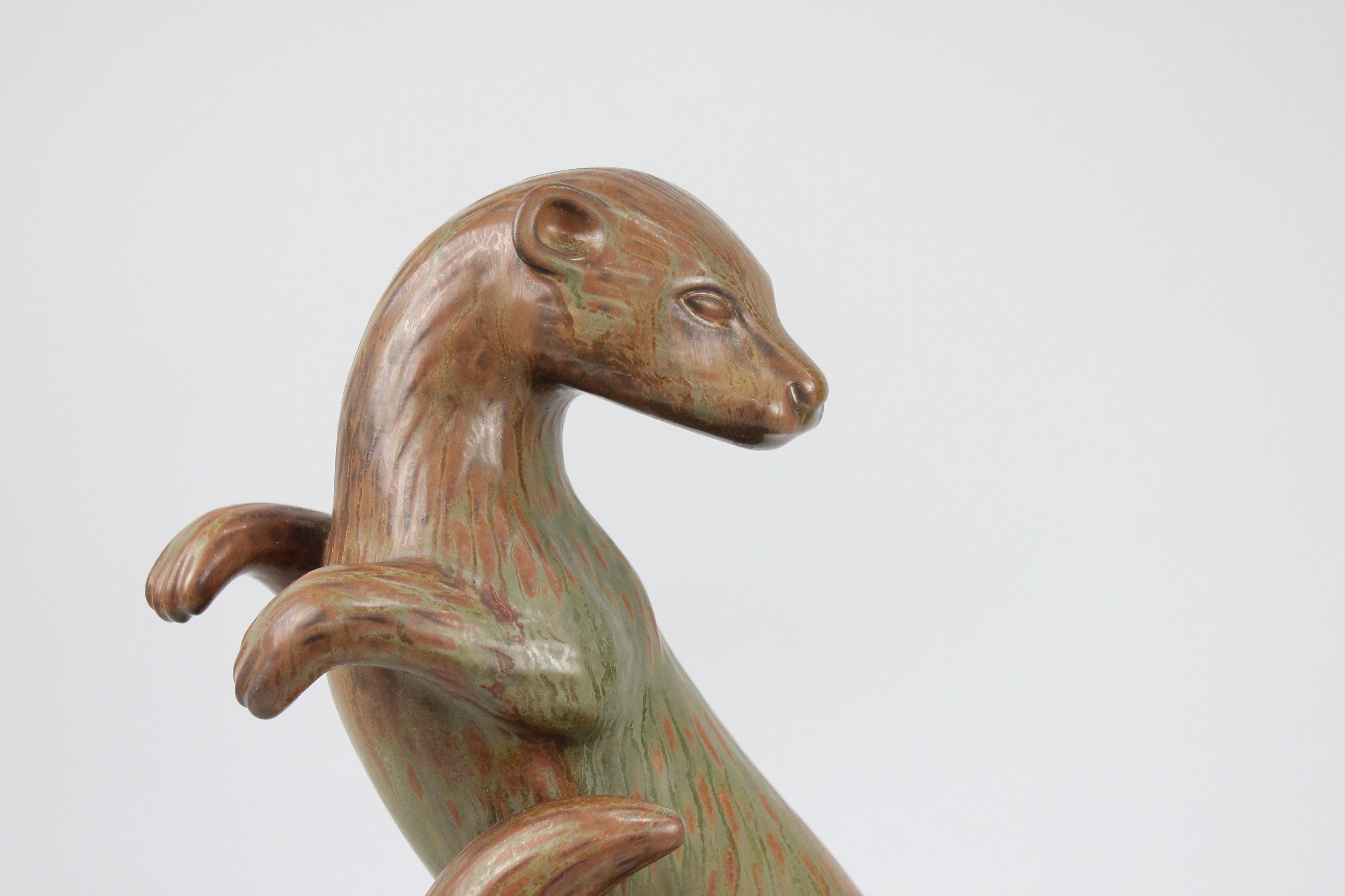 Gunnar Nylund Figurine of a Hermelin 'Ferret', Sweden 1940s, 1st Quality For Sale 4