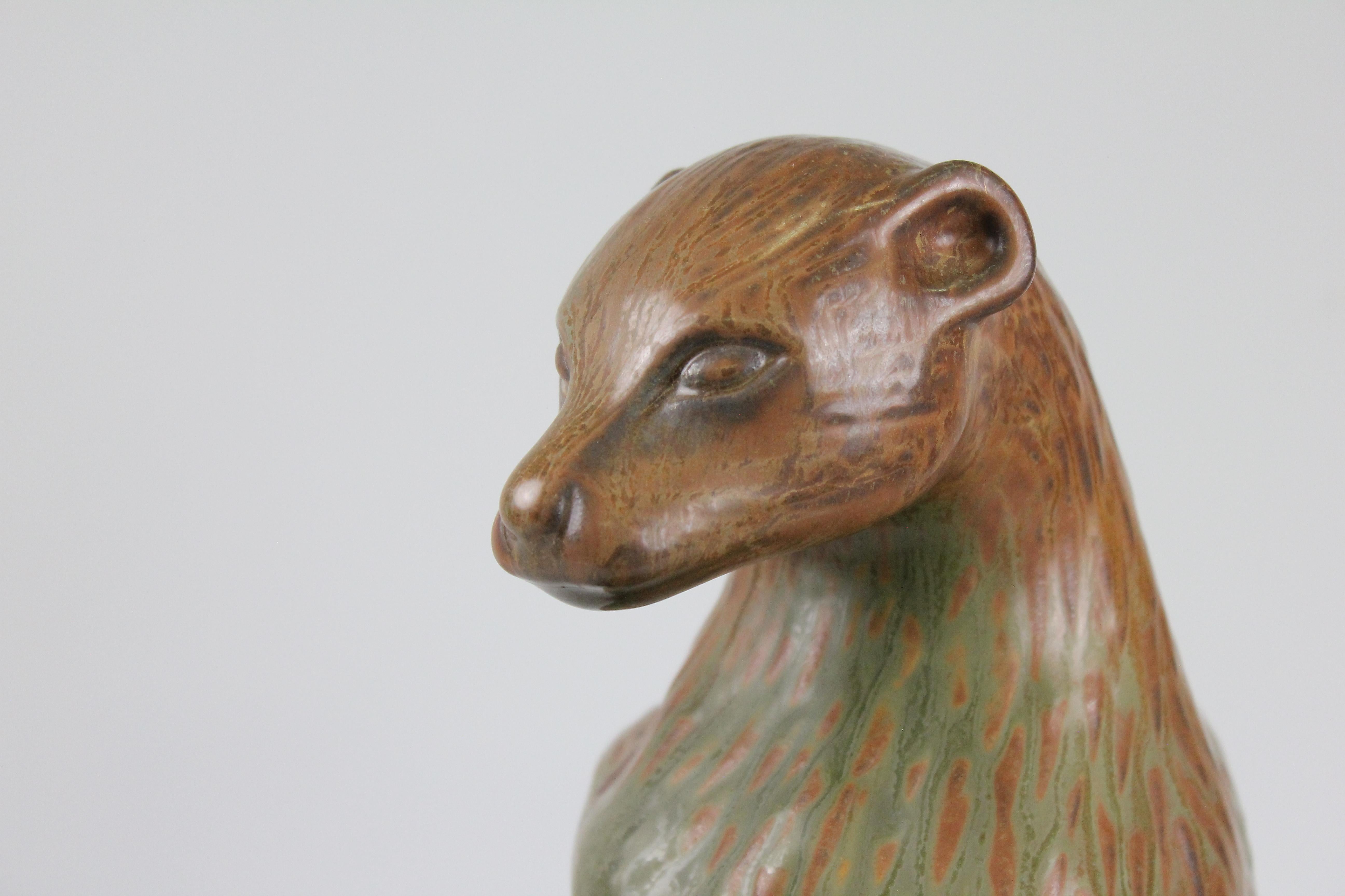 Mid-Century Modern Gunnar Nylund Figurine of a Hermelin 'Ferret', Sweden 1940s, 1st Quality For Sale
