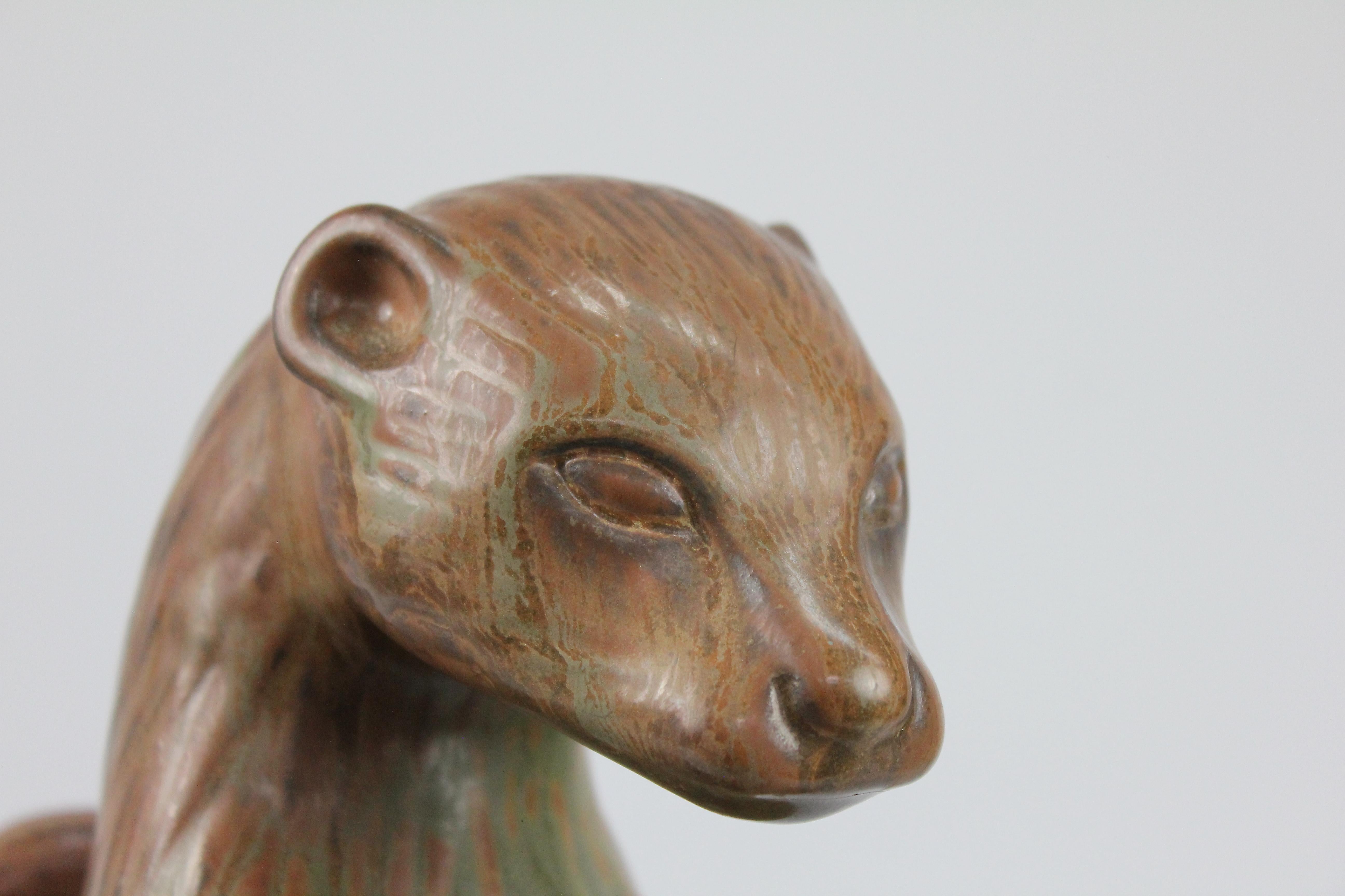 Mid-20th Century Gunnar Nylund Figurine of a Hermelin 'Ferret', Sweden 1940s, 1st Quality For Sale