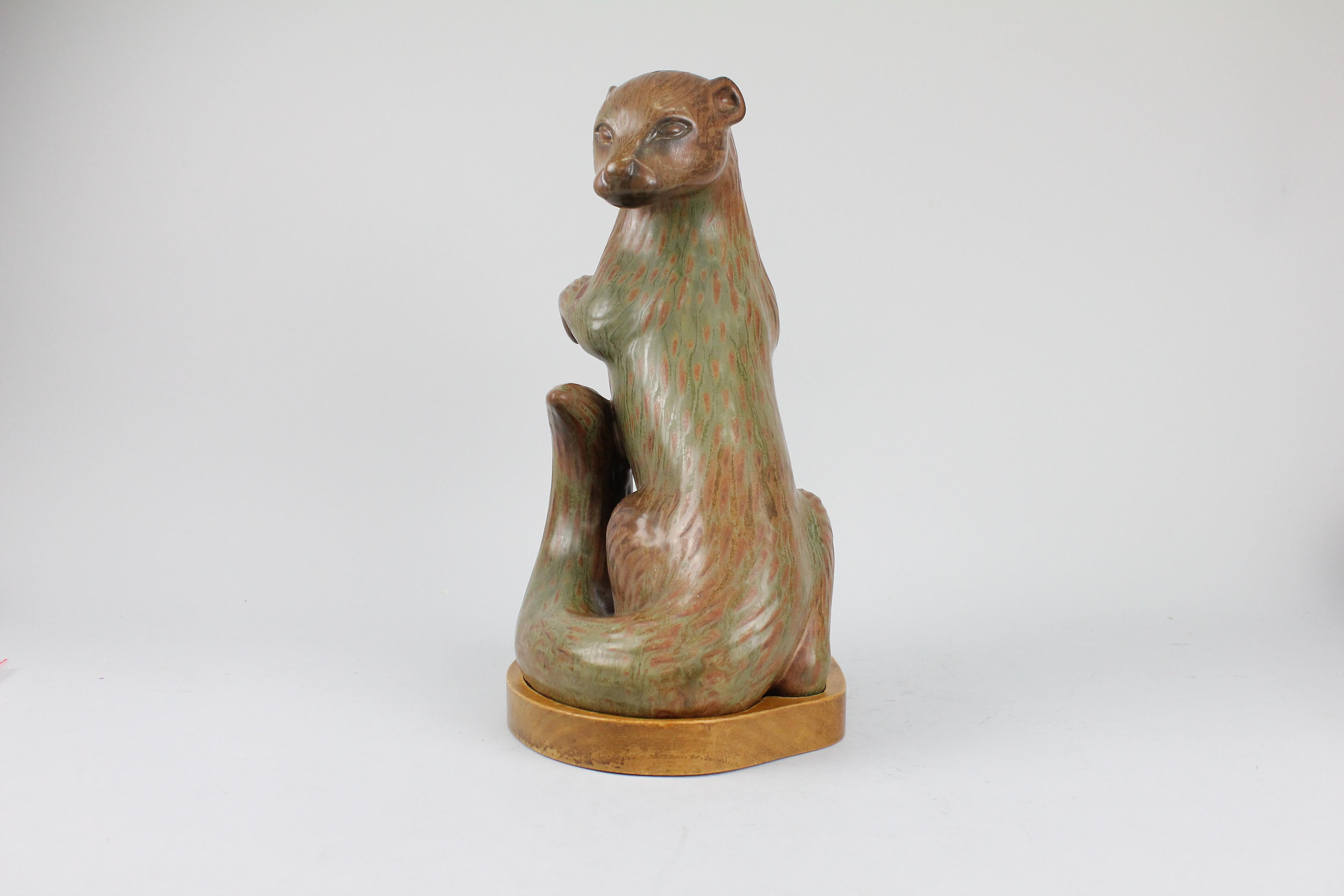 Ceramic Gunnar Nylund Figurine of a Hermelin 'Ferret', Sweden 1940s, 1st Quality For Sale