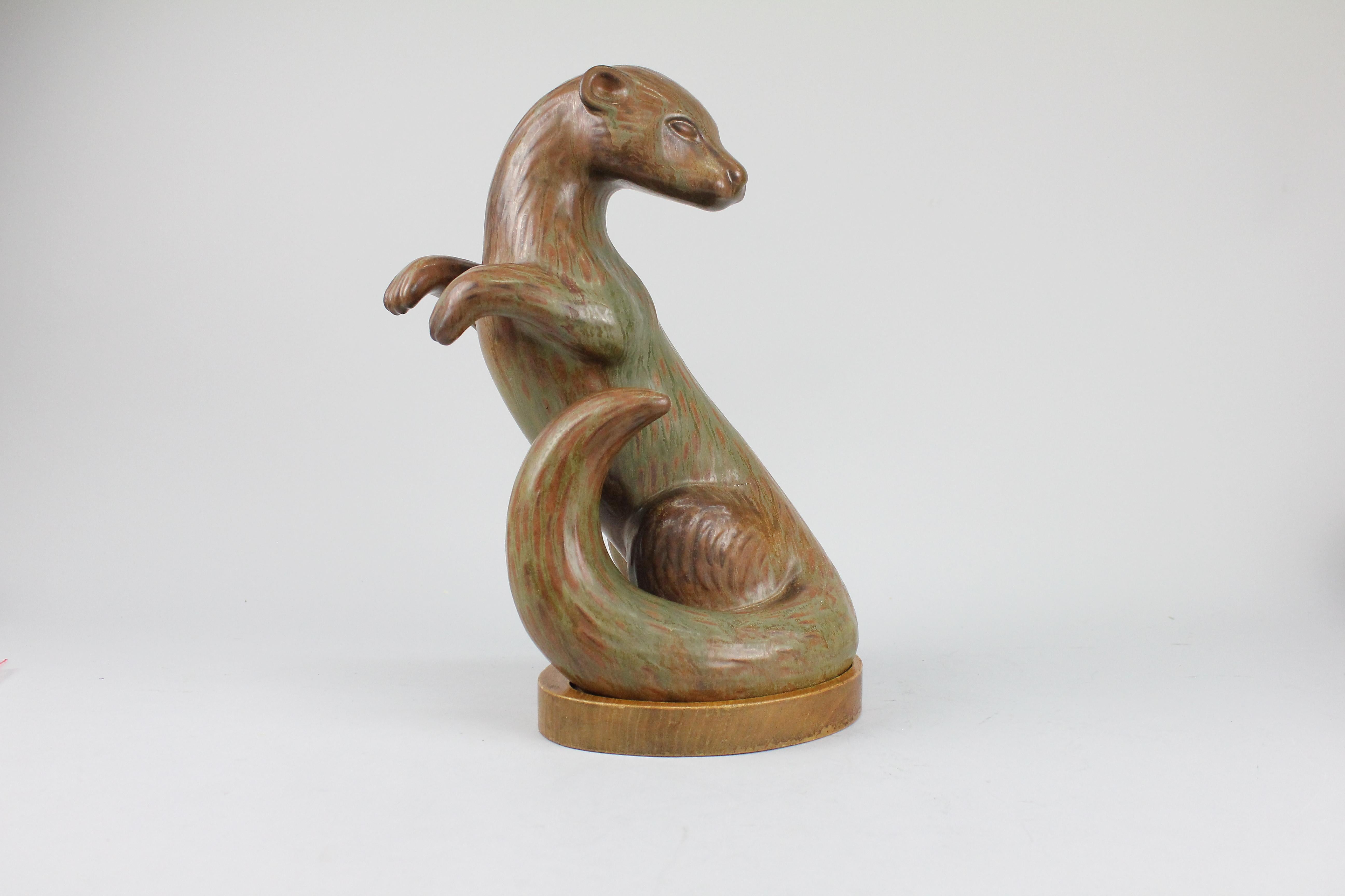 Gunnar Nylund Figurine of a Hermelin 'Ferret', Sweden 1940s, 1st Quality For Sale 2