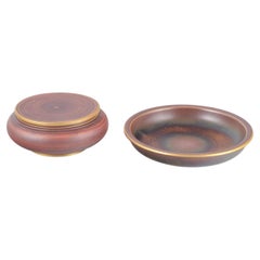 Gunnar Nylund for Alp, Lidköping. Lidded bowl and dish in ceramic, 1960/70s.