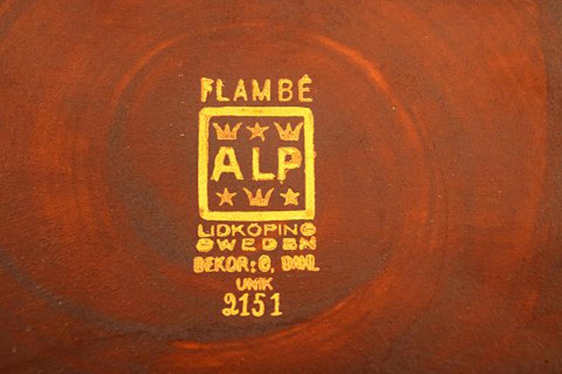 Gunnar Nylund for ALP Lidköping, Unique Handcrafted Art Deco Flambé Lidded Jar 4