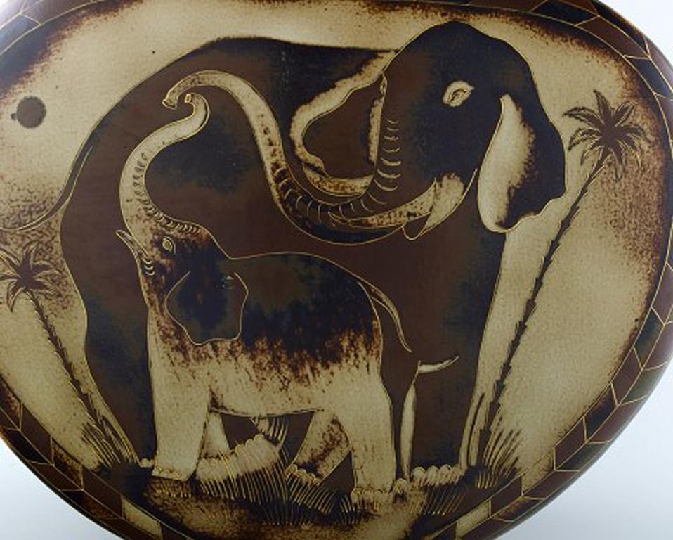 Gunnar Nylund for ALP Lidköping, Unique Handcrafted Art Deco Flambé Lidded Jar In Good Condition In København, Copenhagen