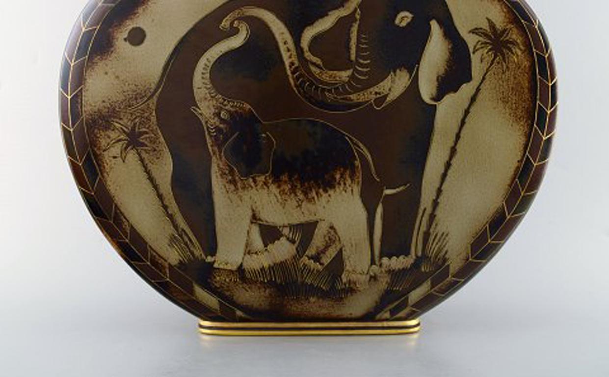 Ceramic Gunnar Nylund for ALP Lidköping, Unique Handcrafted Art Deco Flambé Lidded Jar