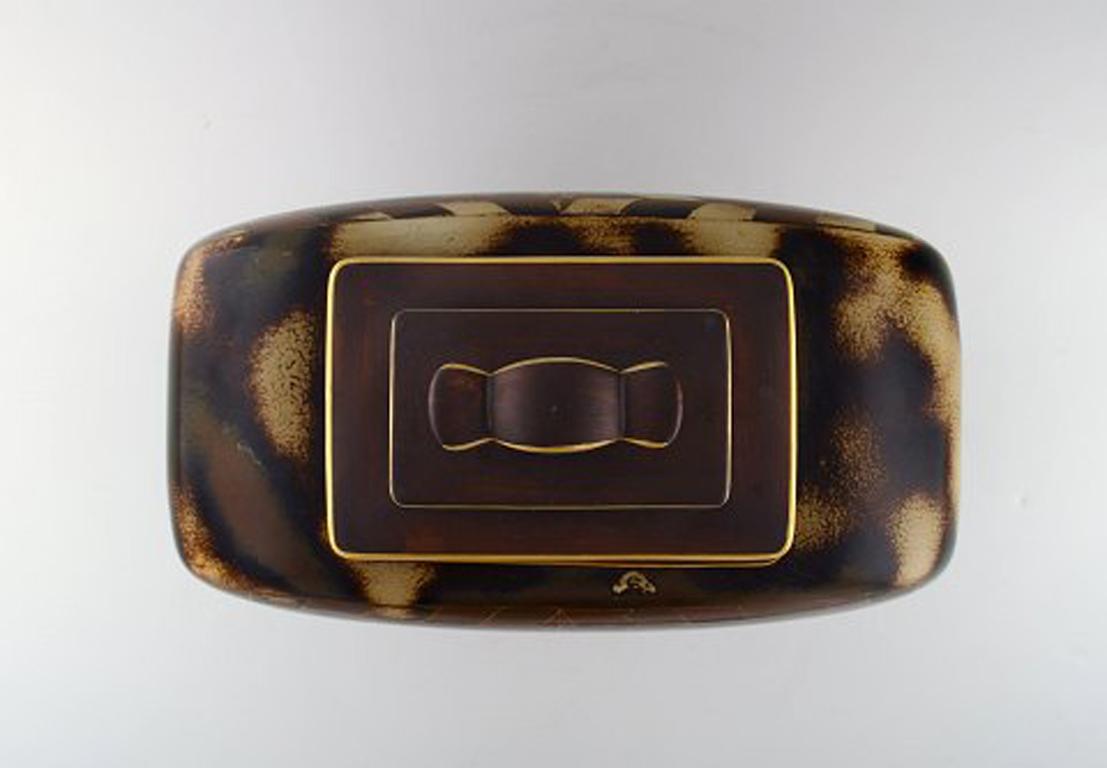 Gunnar Nylund for ALP Lidköping, Unique Handcrafted Art Deco Flambé Lidded Jar 2