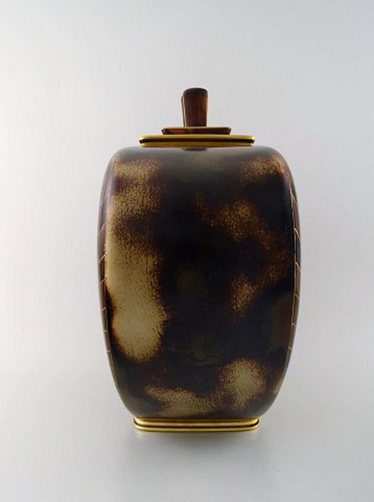 Gunnar Nylund for ALP Lidköping, Unique Handcrafted Art Deco Flambé Lidded Jar 3