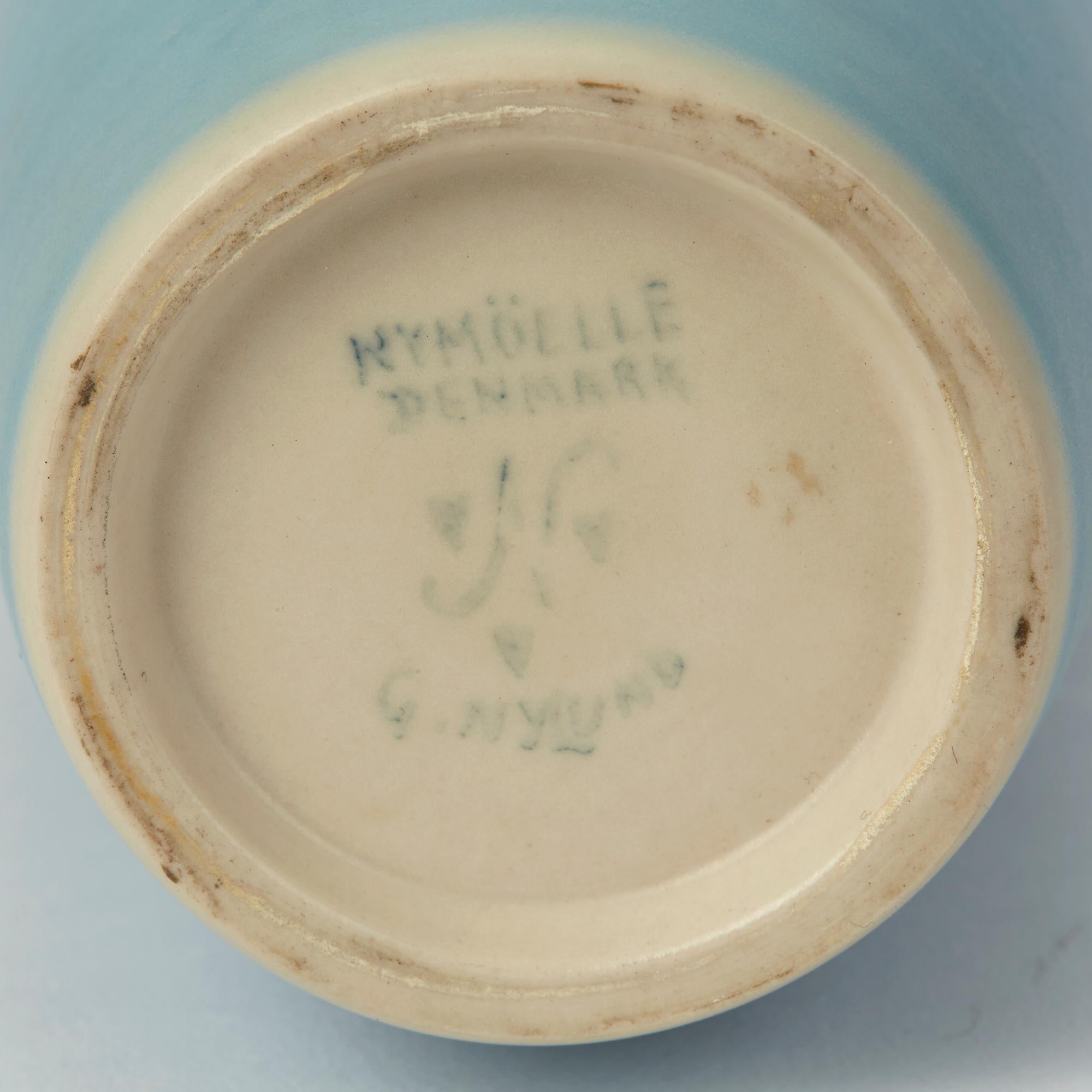 Pottery Vintage Gunnar Nylund for Nymølle Blue Glazed Porcelain Vase, circa 1950