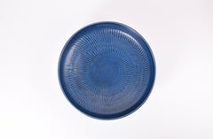 16" Gunnar Nylund for Nymølle Huge Low Bowl Blue, Danish Modern Ceramic 1960s