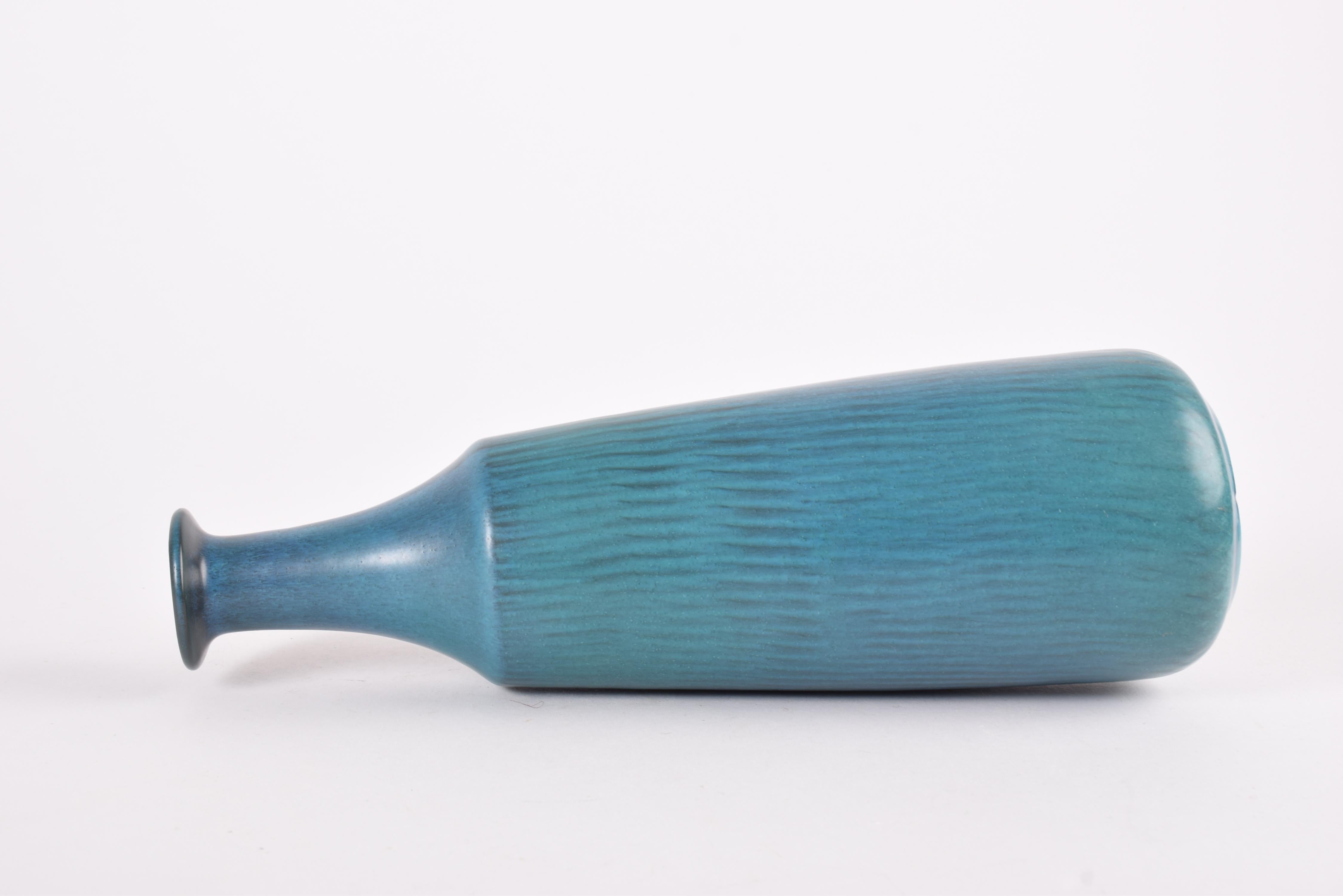 Mid-20th Century Gunnar Nylund for Nymølle Tall Vase Turquoise Blue, Scandinavian Modern 1960s For Sale