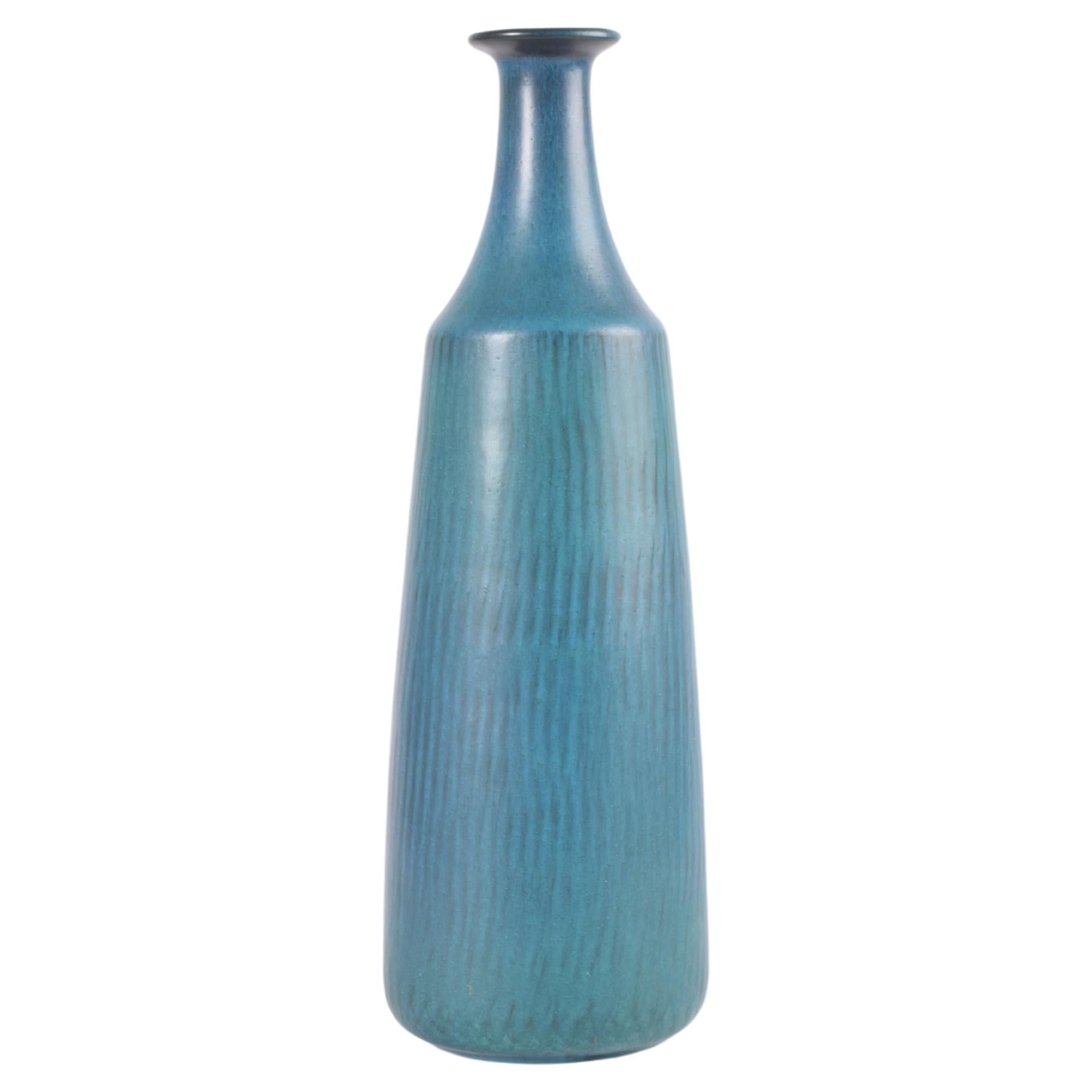 Gunnar Nylund for Nymølle Tall Vase Turquoise Blue, Scandinavian Modern 1960s