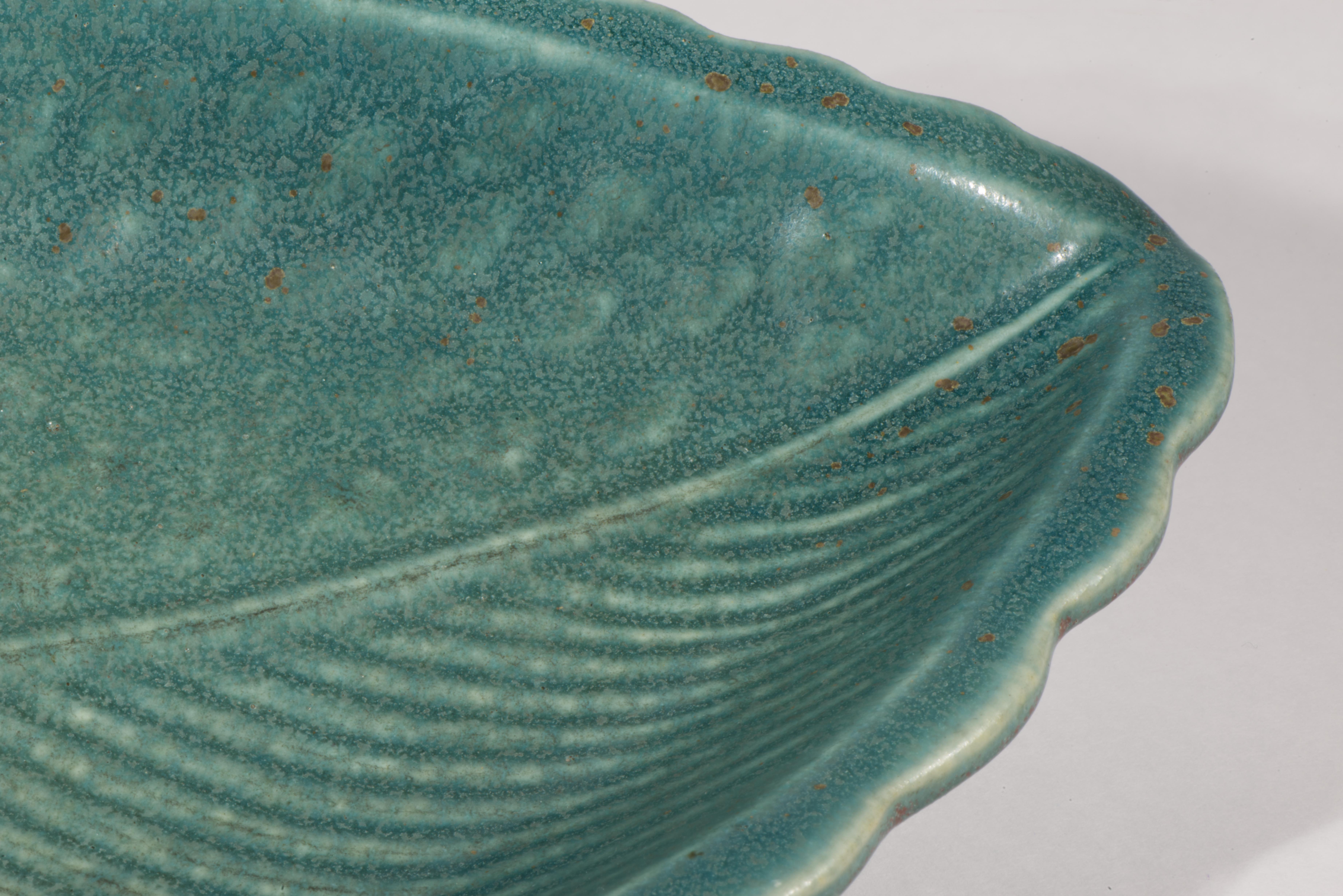 Gunnar Nylund für Rörstand Schweden Keramische Blattschale Tablett 1940-1956 im Angebot 3