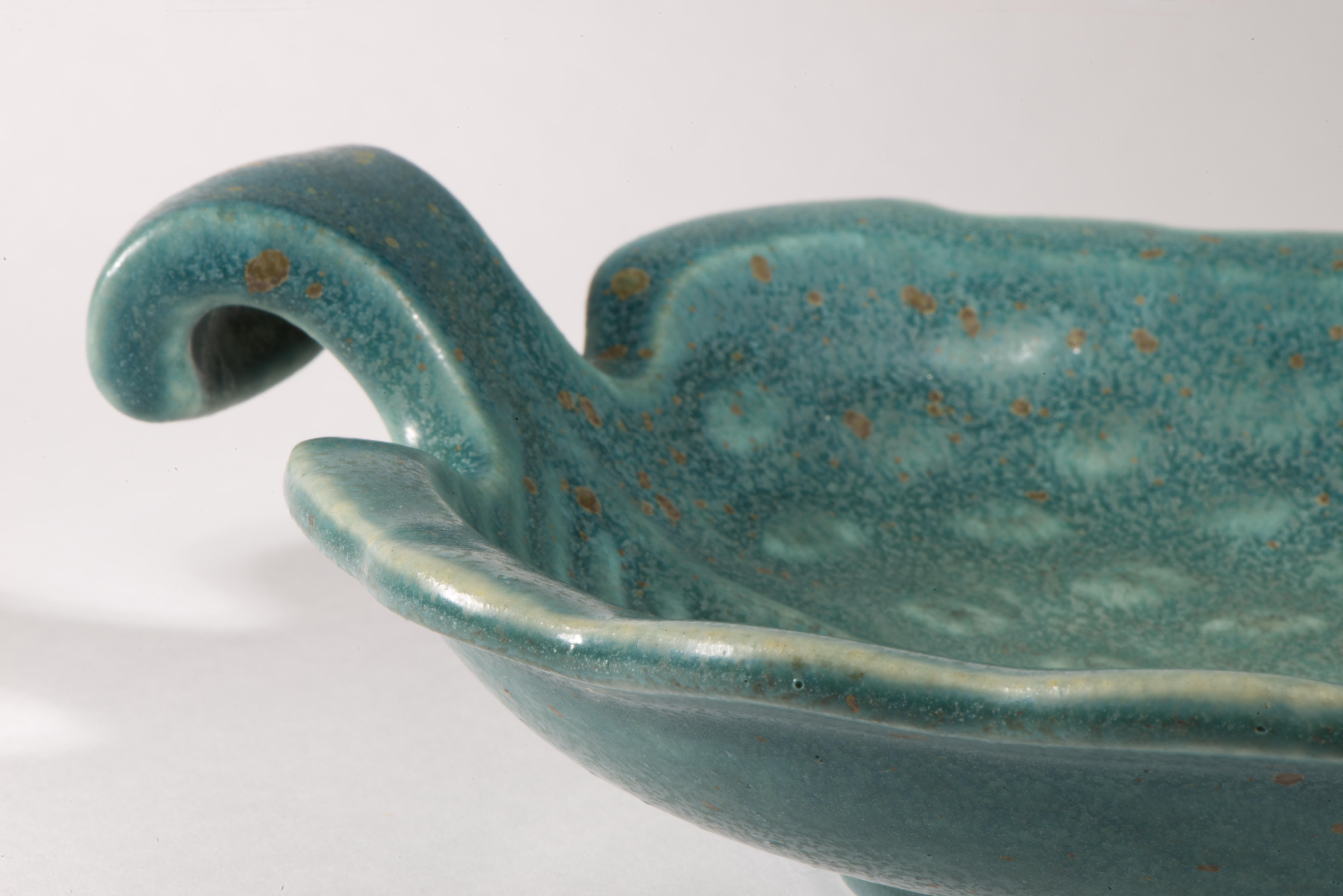 Gunnar Nylund für Rörstand Schweden Keramische Blattschale Tablett 1940-1956 im Angebot 6