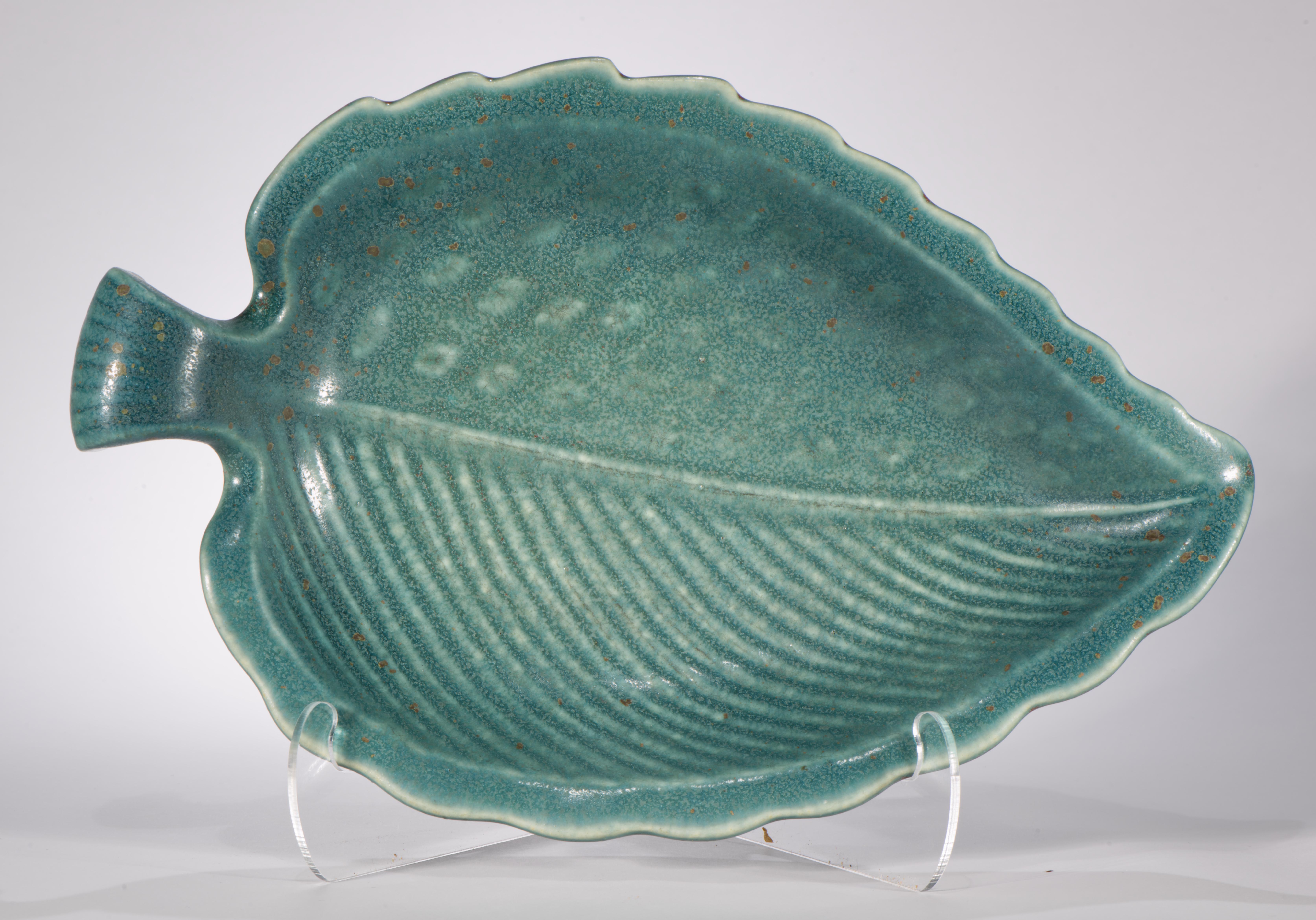 Gunnar Nylund für Rörstand Schweden Keramische Blattschale Tablett 1940-1956 im Angebot 7