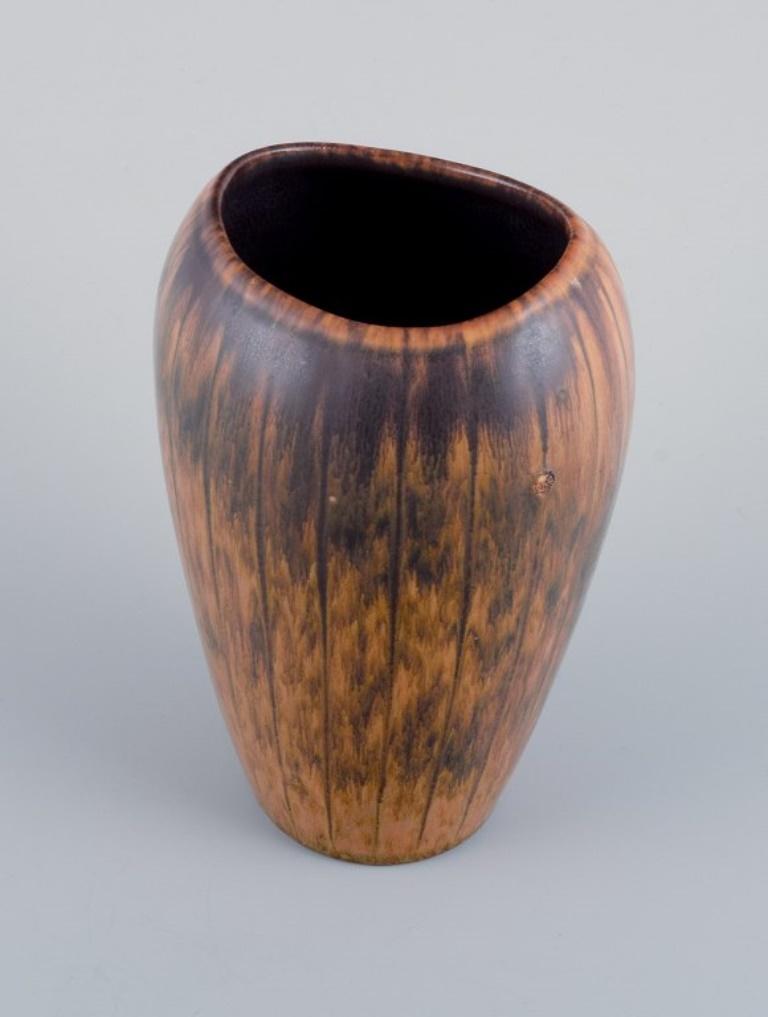 Glazed Gunnar Nylund for Rörstrand, a ceramic vase with a brownish glaze. For Sale