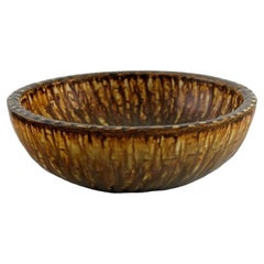 Gunnar Nylund for Rörstrand. Bowl in glazed ceramics with birch wood glaze.