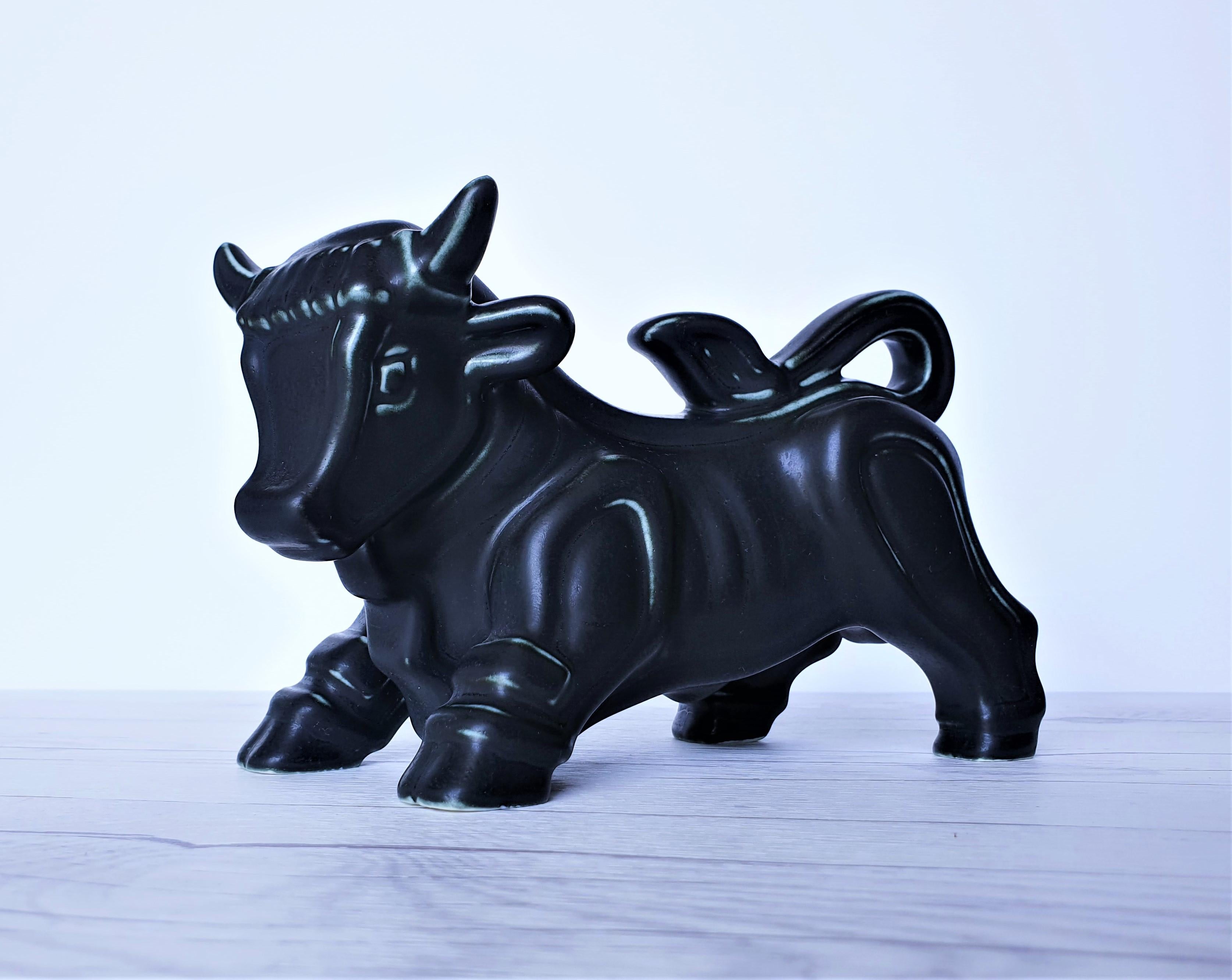 Gunnar Nylund for Rorstrand, 'Caolina' Glaze, Modernist Stoneware Bull Sculpture 4