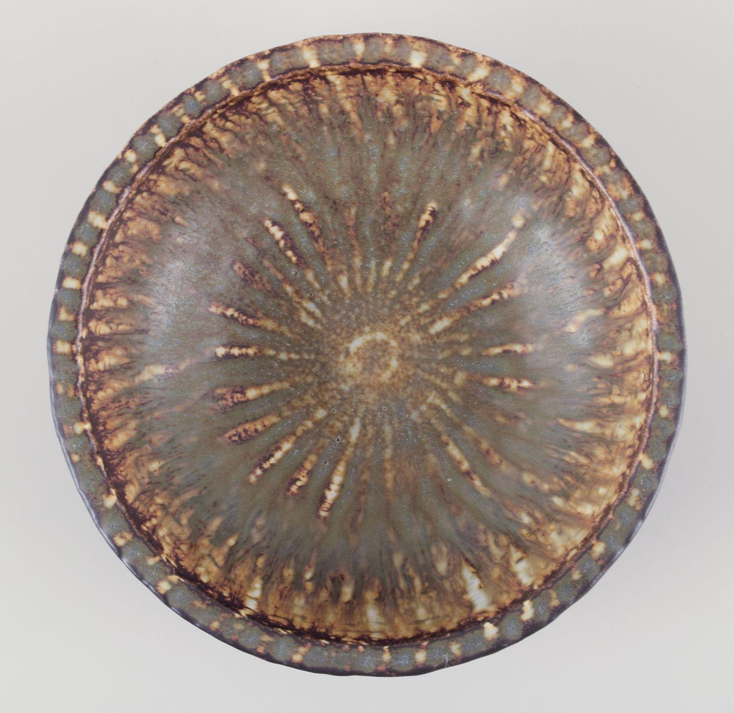 Glazed Gunnar Nylund for Rörstrand. Ceramic bowl. Birch tree glaze. Mid-20th C. For Sale
