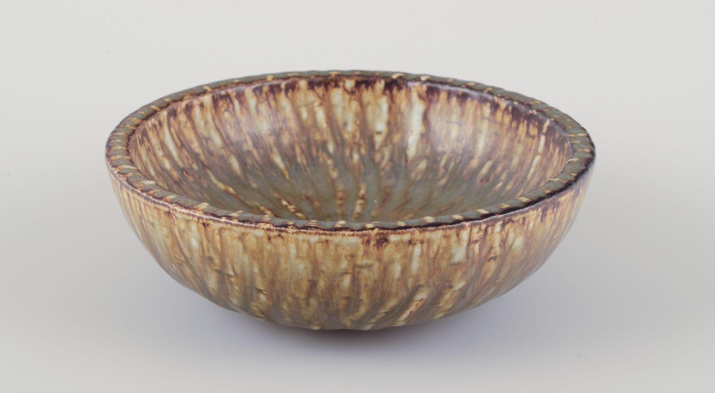 Gunnar Nylund for Rörstrand. Ceramic bowl. Birch tree glaze. Mid-20th C. For Sale