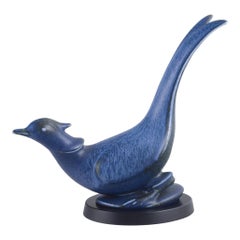Gunnar Nylund for Rörstrand. Ceramic figurine of bird with blue and green glaze
