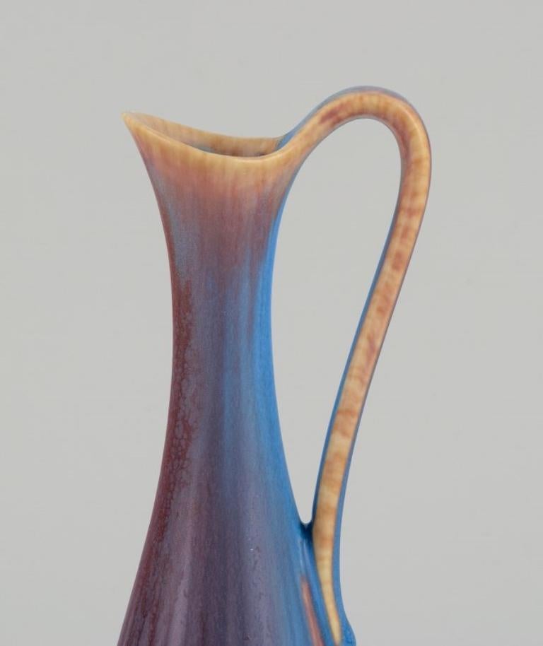Scandinavian Modern Gunnar Nylund for Rörstrand. Ceramic pitcher with blue and brown  glaze For Sale