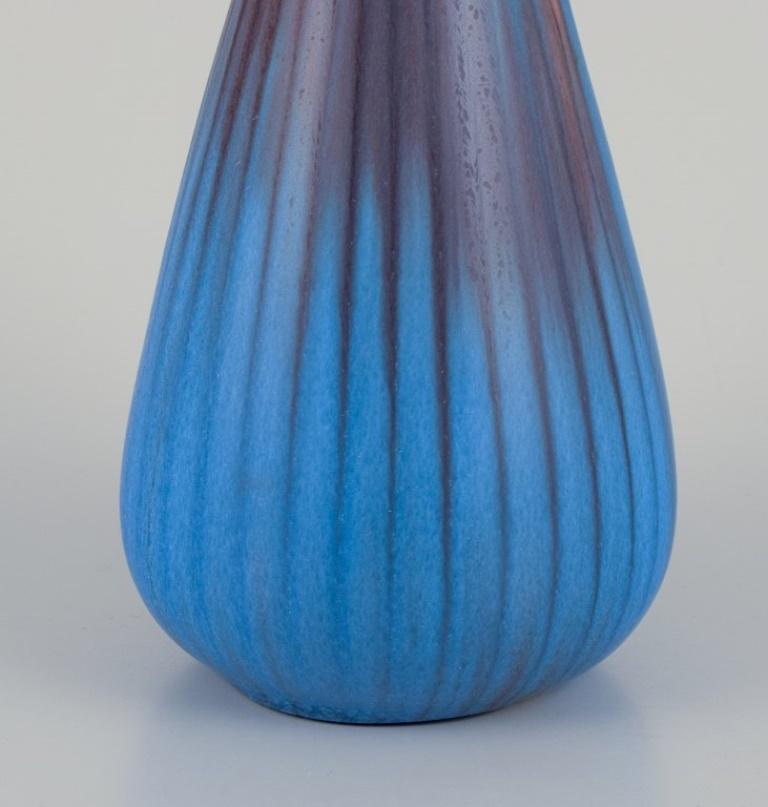Glazed Gunnar Nylund for Rörstrand. Ceramic pitcher with blue and brown  glaze For Sale
