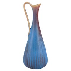 Vintage Gunnar Nylund for Rörstrand. Ceramic pitcher with blue and brown  glaze