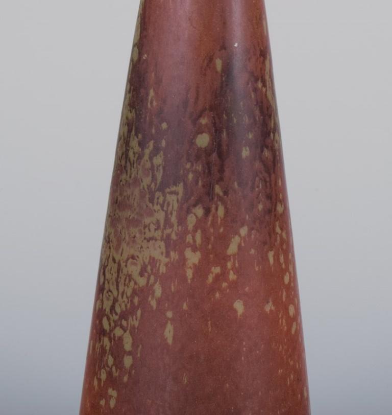 Scandinavian Modern Gunnar Nylund for Rörstrand. Ceramic vase with glaze in brownish tones.  For Sale