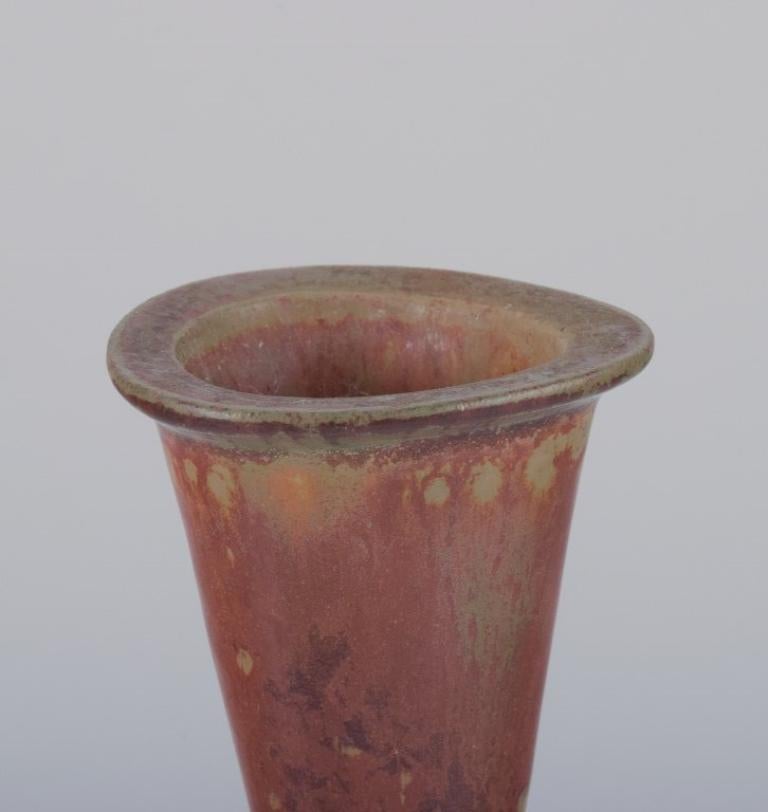 Glazed Gunnar Nylund for Rörstrand. Ceramic vase with glaze in brownish tones.  For Sale