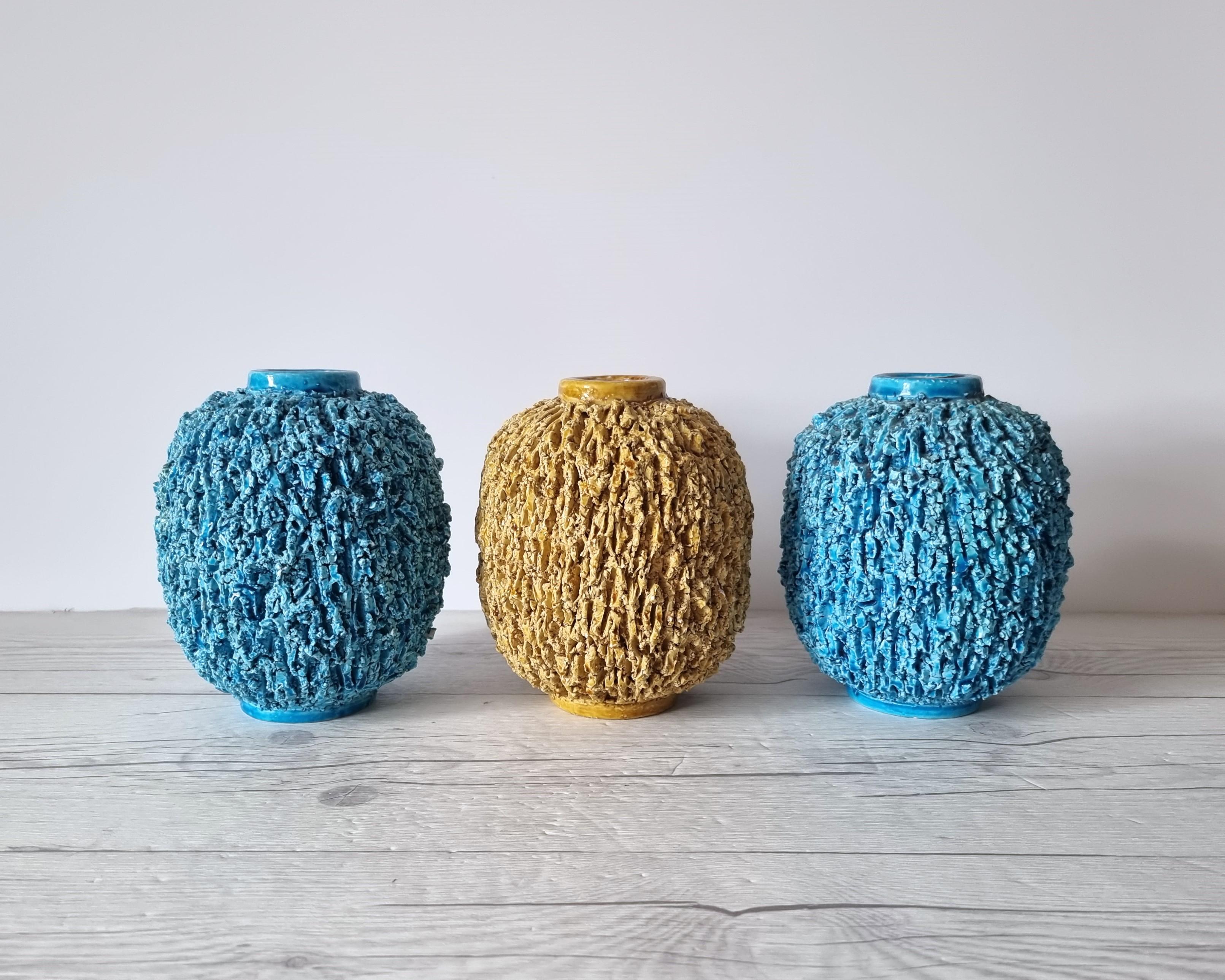 Mid-Century Modern Gunnar Nylund for Rorstrand, Chamotte 'Hedgehog' Series, Sculpted Topaz Vase For Sale