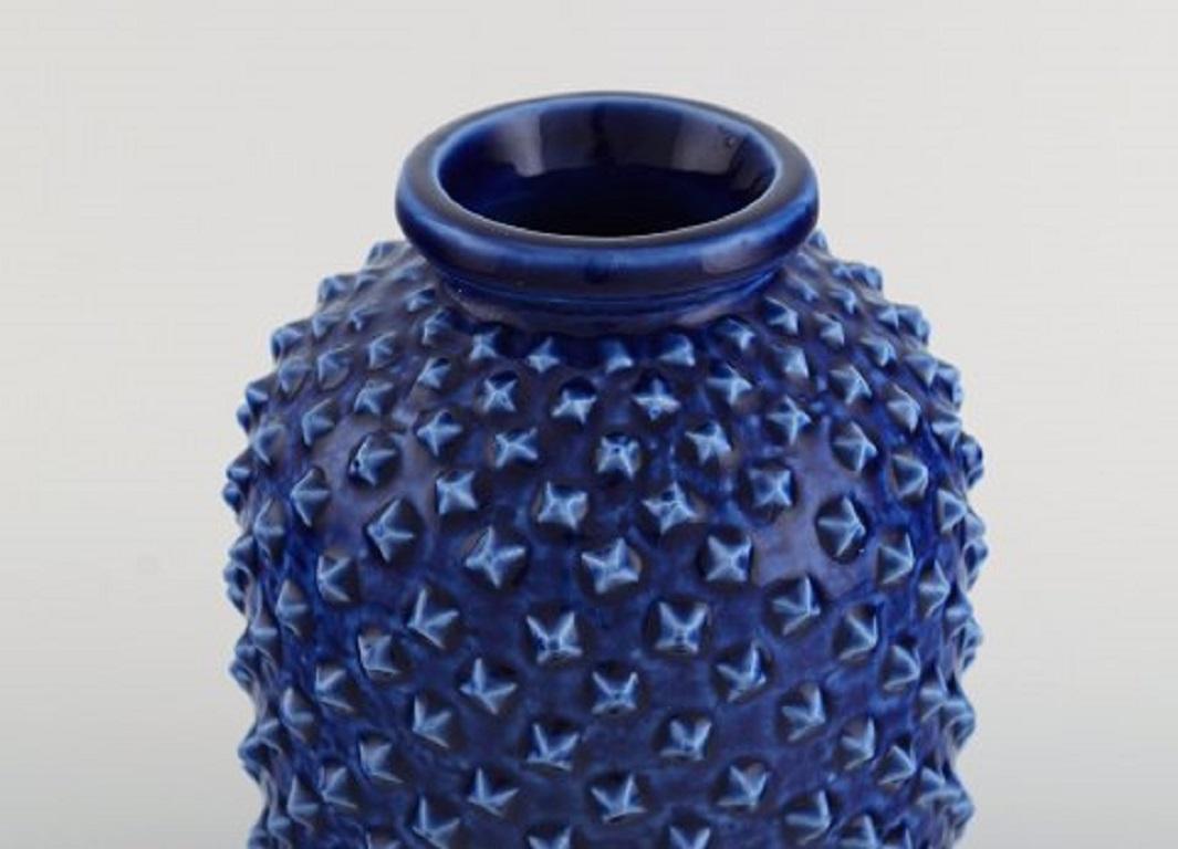 Scandinavian Modern Gunnar Nylund for Rörstrand, Chamotte Vase in Glazed Ceramics with Spiky Surface